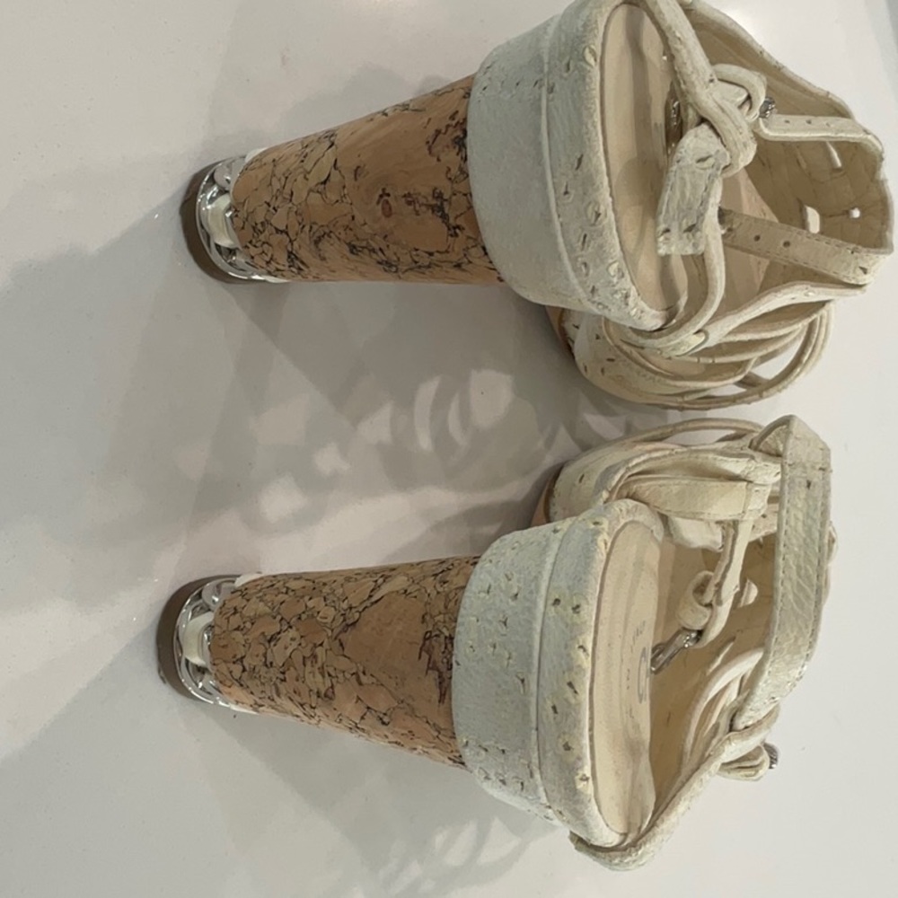 Chanel 7 1/2, 4” cork heel sandal